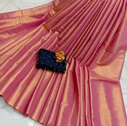 Shree Gullak Silk Art Silk Solid Saree With Stitched Blouse ( Pink )     			Shree Gullak Silk Art Silk Solid Saree With Stitched Blouse ( Pink )