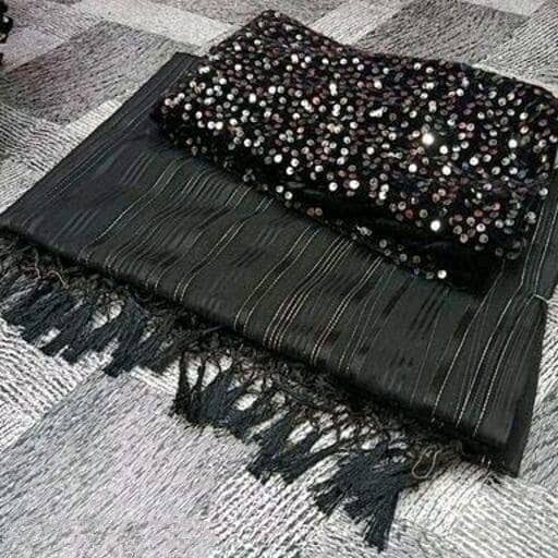 Shree Gullak Silk Art Silk Striped Saree With Unstitched Blouse Piece ( Black ) - Sarees | Buy online on ZillyBuy