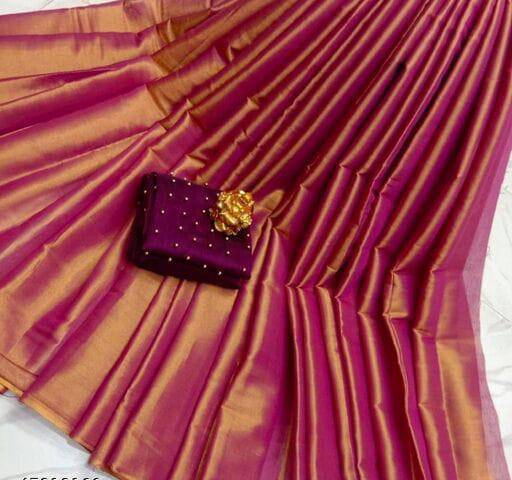     			Shree Gullak Silk Art Silk Solid Saree With Stitched Blouse ( Purple )