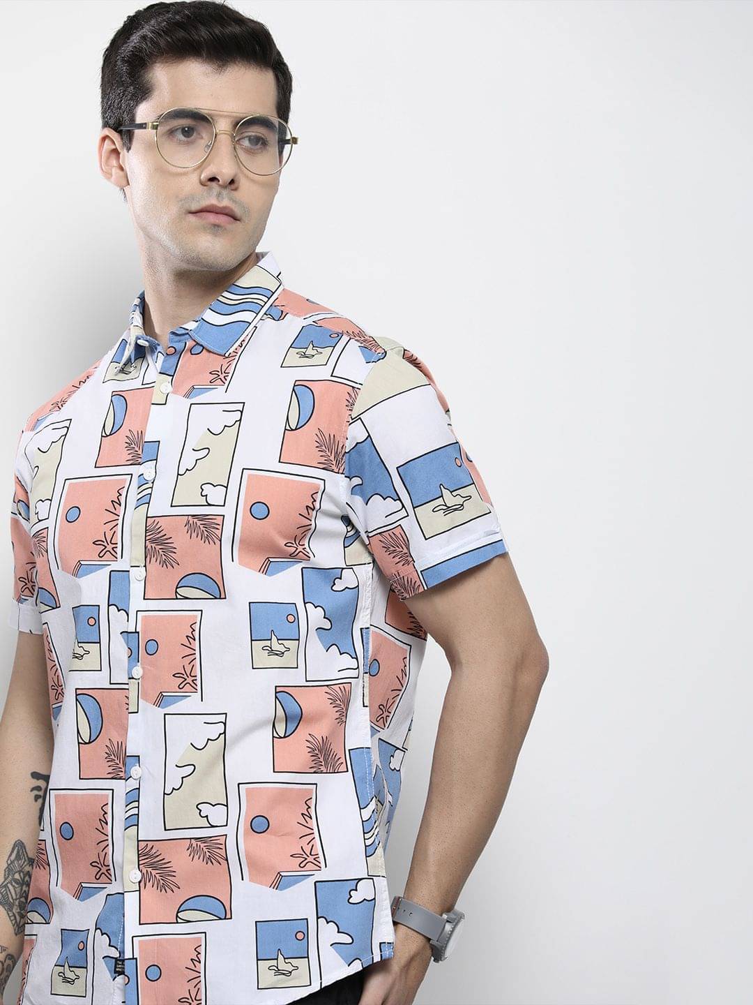 The Indian Garage Co. 100% Cotton Regular Fit Printed Half Sleeves Men's Casual Shirt - Pink ( Pack of 1 ) The Indian Garage Co. 100% Cotton Regular Fit Printed Half Sleeves Men's Casual Shirt - Pink ( Pack of 1 )