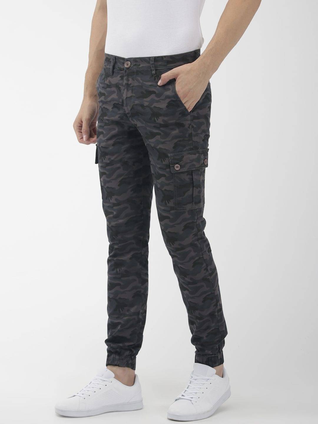     			The Indian Garage Co. Slim Flat Men's Cargos - Grey ( Pack of 1 )