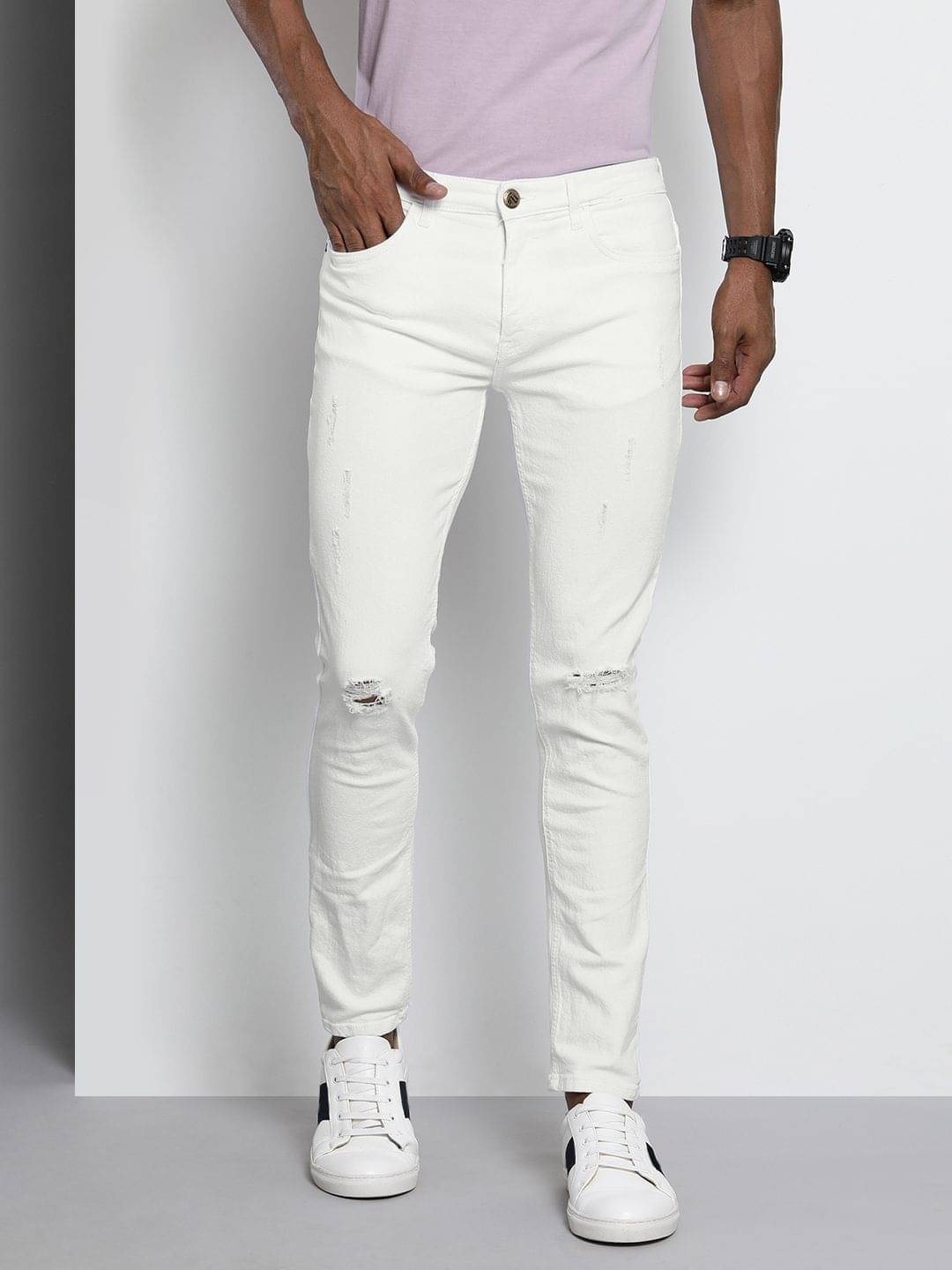     			The Indian Garage Co. Slim Fit Basic Men's Jeans - White ( Pack of 1 )