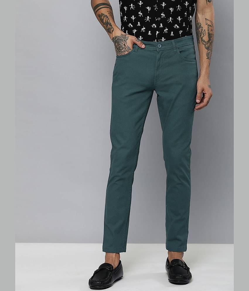 The Indian Garage Co. Slim Flat Men's Chinos - Teal ( Pack of 1 )