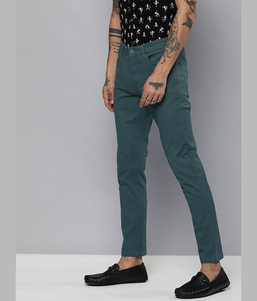 The Indian Garage Co. Slim Flat Men's Chinos - Teal ( Pack of 1 )