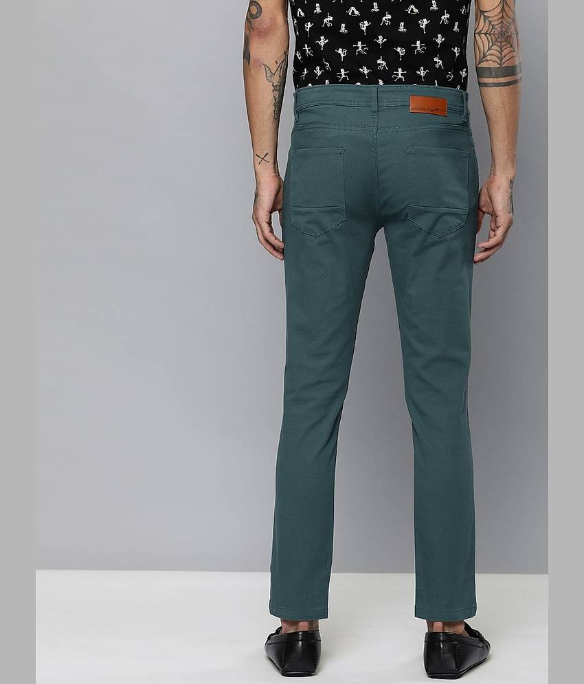 The Indian Garage Co. Slim Flat Men's Chinos - Teal ( Pack of 1 )