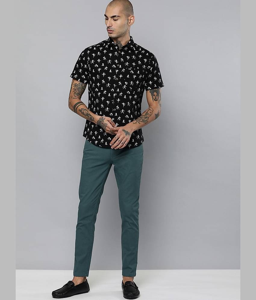 The Indian Garage Co. Slim Flat Men's Chinos - Teal ( Pack of 1 )