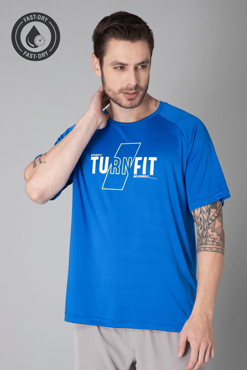 Turnfit Polyester Regular Fit Printed Half Sleeves Men's Round T-Shirt - Blue ( Pack of 1 ) Turnfit Polyester Regular Fit Printed Half Sleeves Men's Round T-Shirt - Blue ( Pack of 1 )