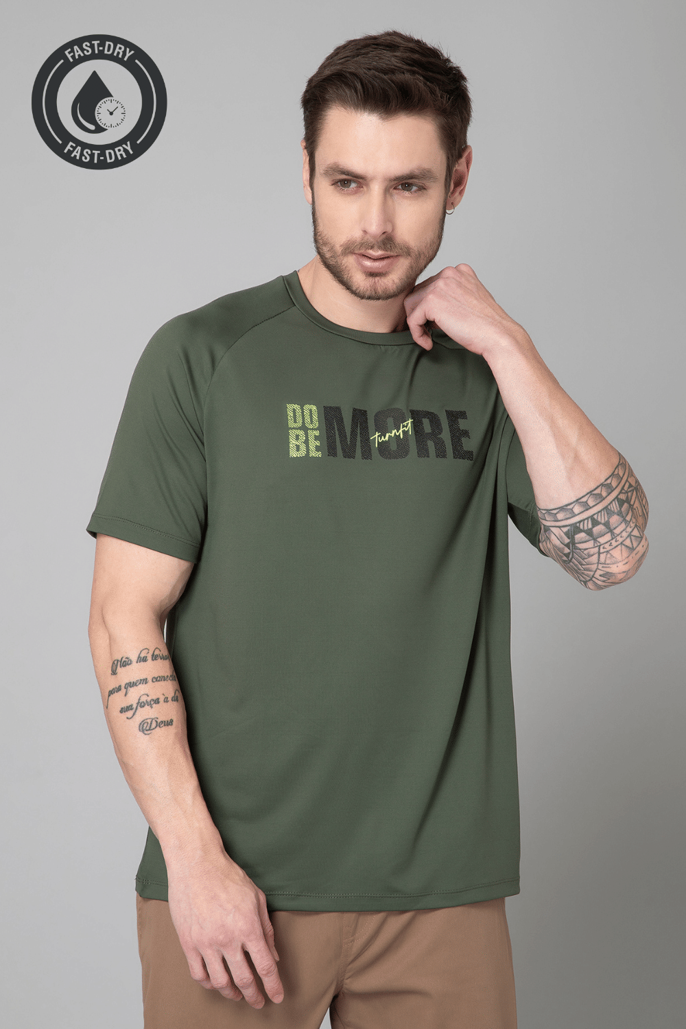     			Turnfit Polyester Regular Fit Printed Half Sleeves Men's Round T-Shirt - Dark Green ( Pack of 1 )