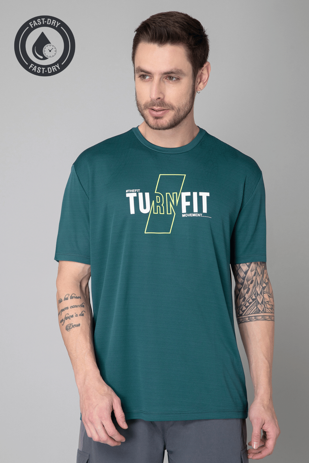 Turnfit Polyester Regular Fit Printed Half Sleeves Men's Round T-Shirt - Green ( Pack of 1 ) Turnfit Polyester Regular Fit Printed Half Sleeves Men's Round T-Shirt - Green ( Pack of 1 )