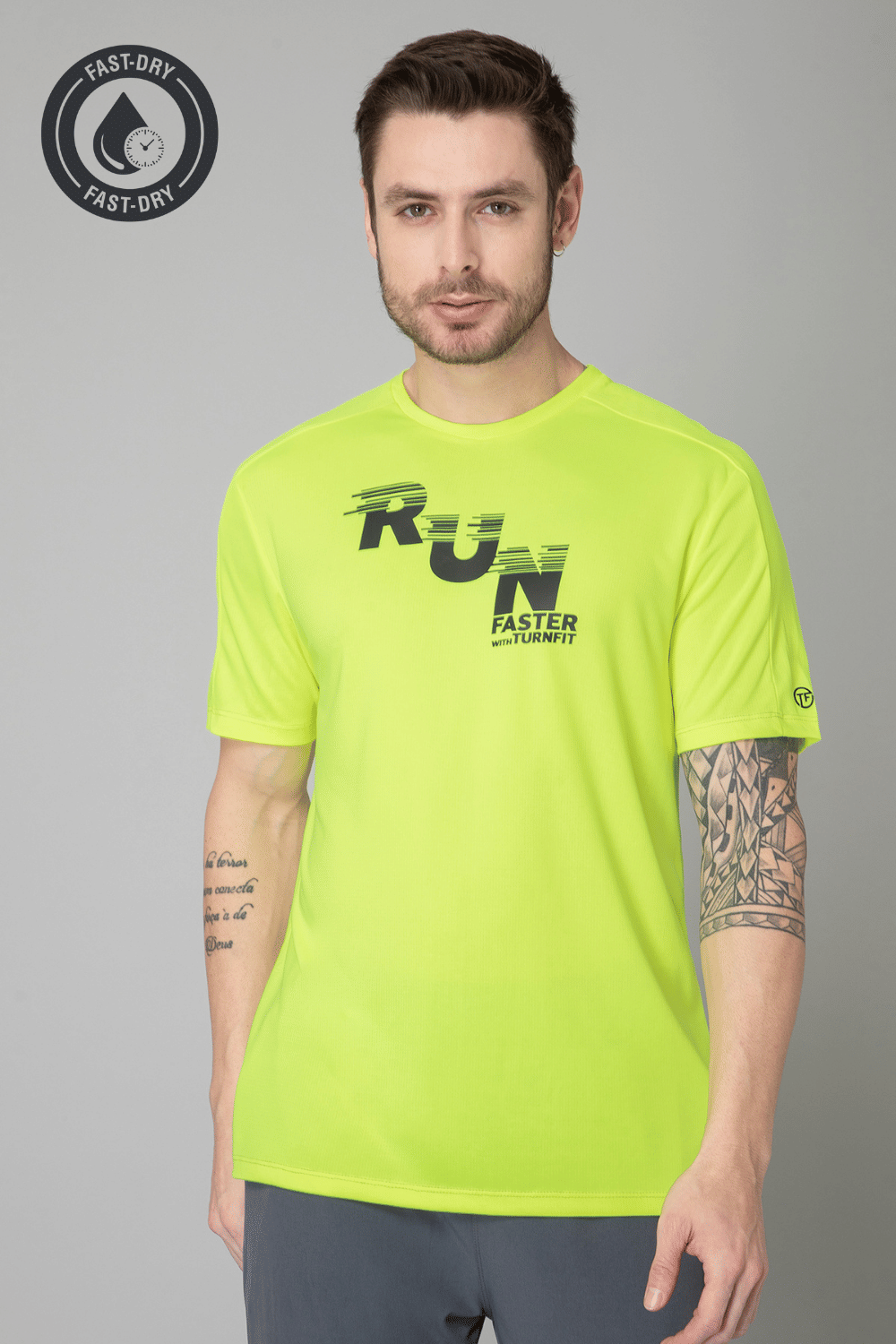     			Turnfit Polyester Regular Fit Printed Half Sleeves Men's Round T-Shirt - Light Green ( Pack of 1 )