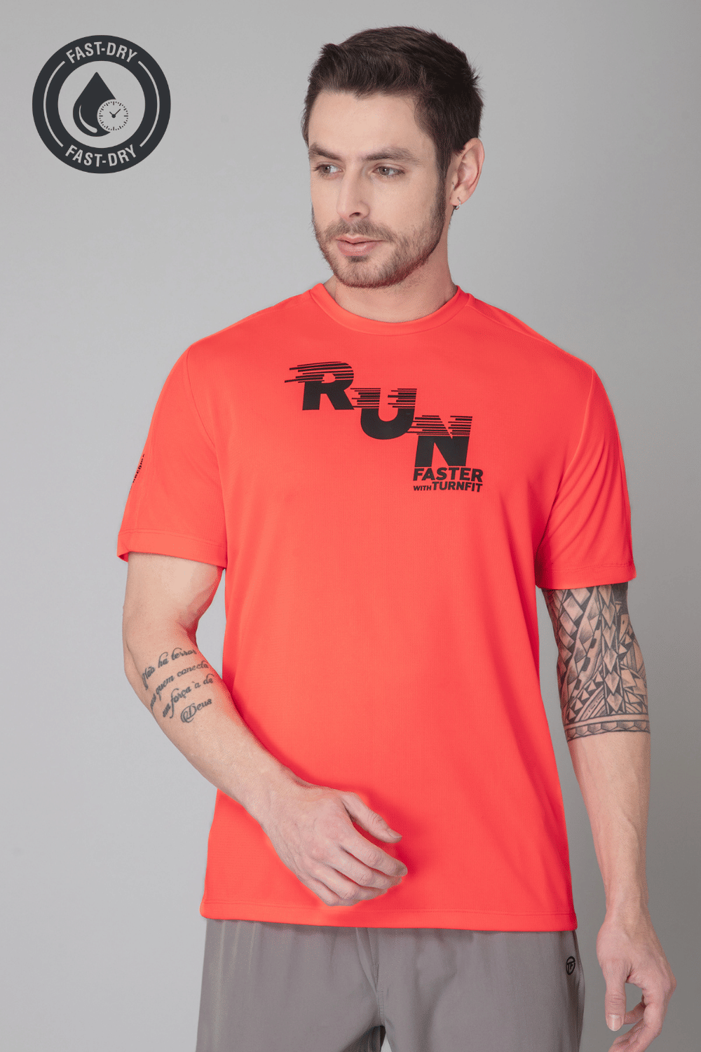 Turnfit Polyester Regular Fit Printed Half Sleeves Men's Round T-Shirt - Orange ( Pack of 1 ) Turnfit Polyester Regular Fit Printed Half Sleeves Men's Round T-Shirt - Orange ( Pack of 1 )