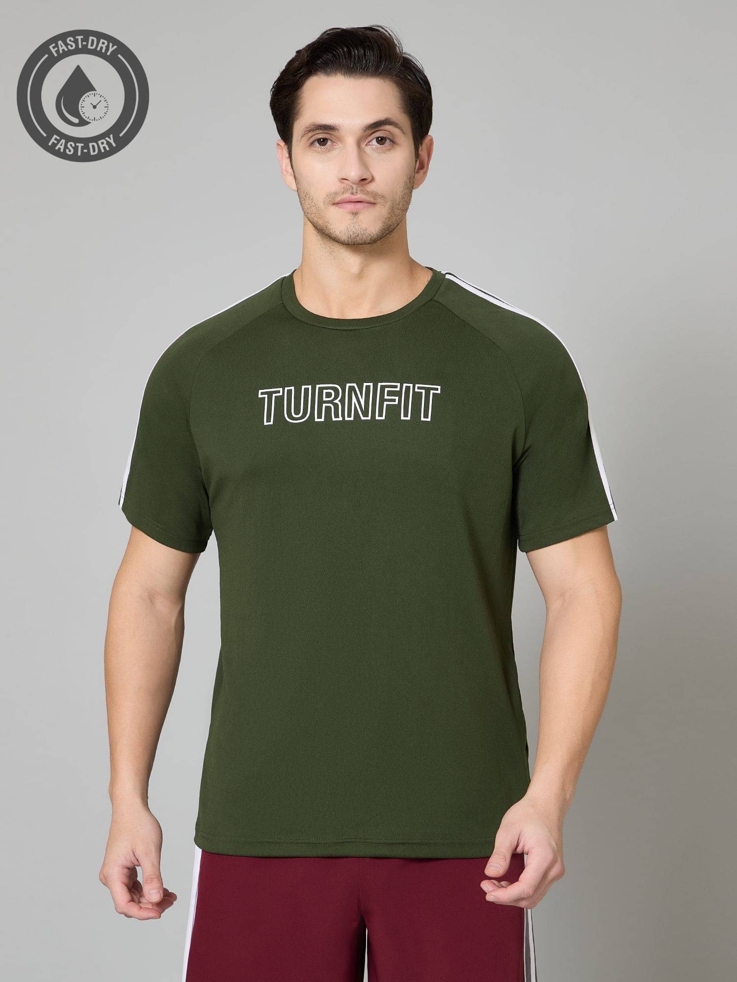     			Turnfit Polyester Regular Fit Printed Half Sleeves Men's Round T-Shirt - Dark Green ( Pack of 1 )