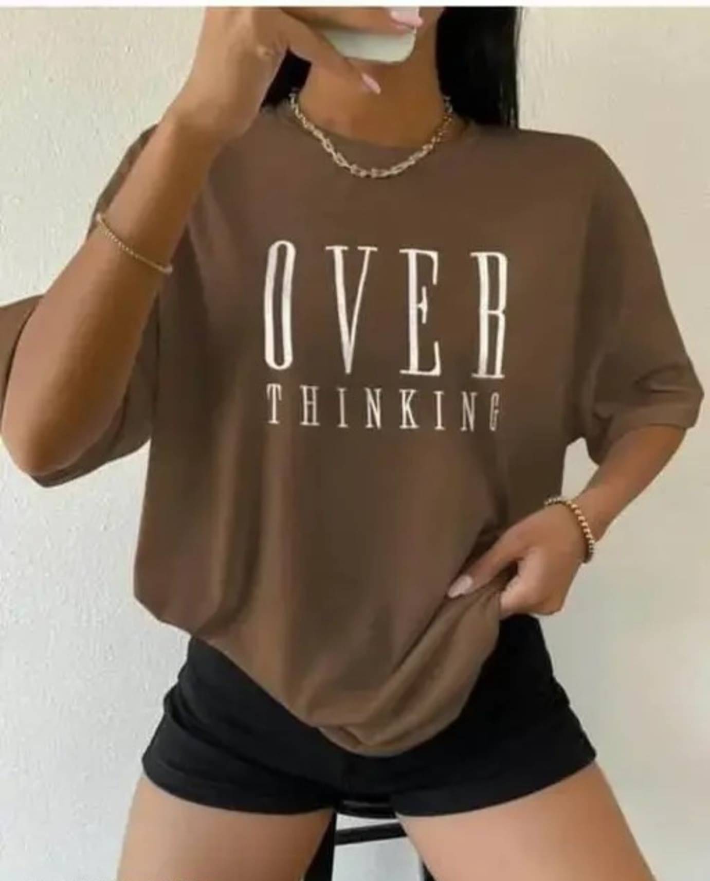 ekadravin Women Cotton Printed Oversized Fit Round Neck T-Shirt ( Brown ) ekadravin Women Cotton Printed Oversized Fit Round Neck T-Shirt ( Brown )