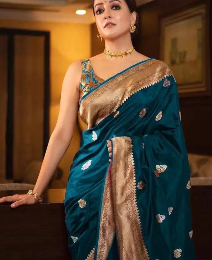 A TO Z CART Silk Blend Solid Saree With Unstitched Blouse Piece ( Rama ) A TO Z CART Silk Blend Solid Saree With Unstitched Blouse Piece ( Rama )