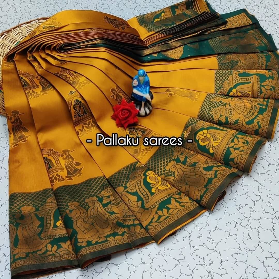     			A TO Z CART Silk Blend Solid Saree With Unstitched Blouse Piece ( Yellow )