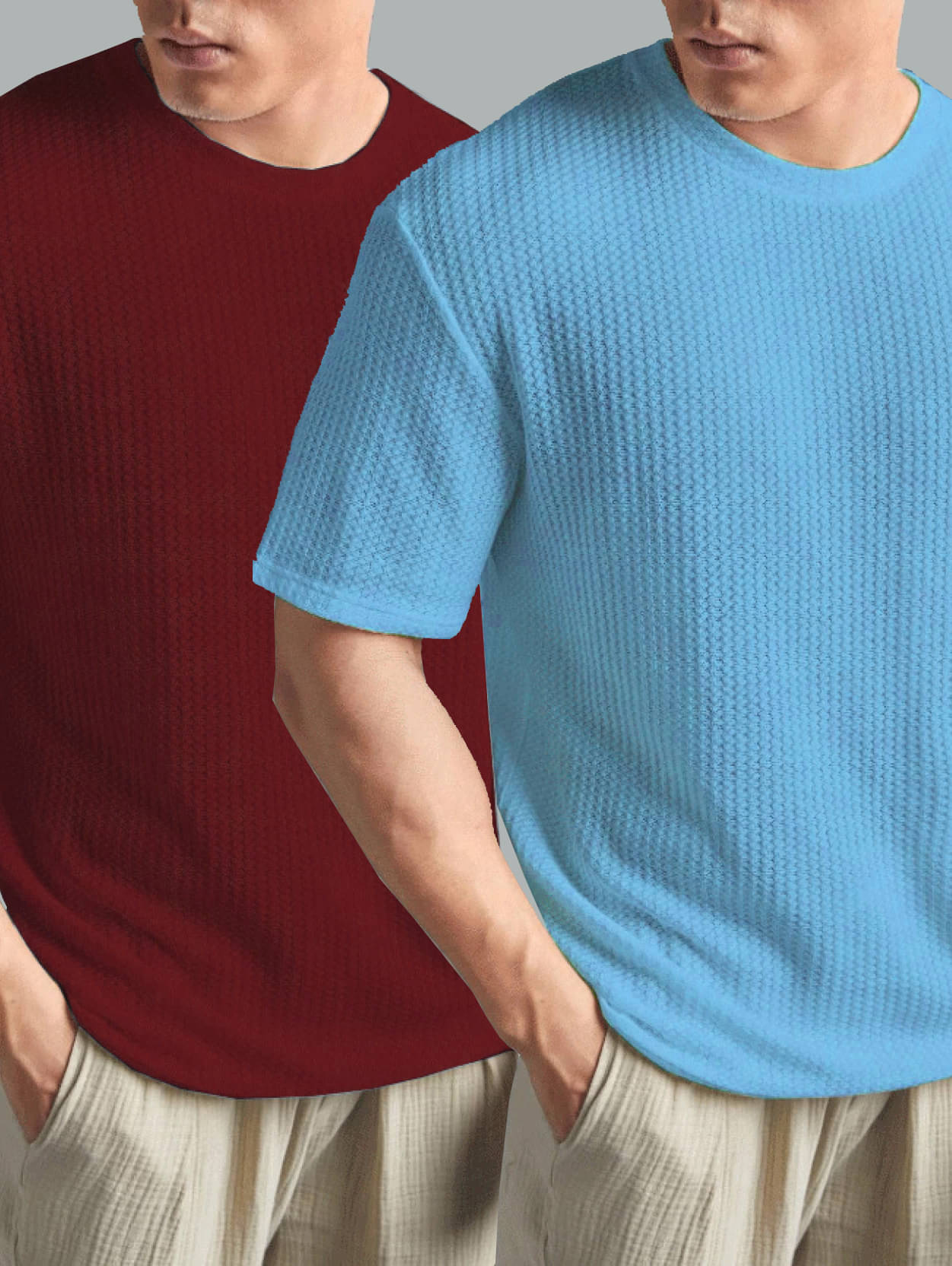 AIN6 Polyester Regular Fit Self Design Half Sleeves Men's Round T-Shirt - Aqua Blue ( Pack of 2 ) AIN6 Polyester Regular Fit Self Design Half Sleeves Men's Round T-Shirt - Aqua Blue ( Pack of 2 )