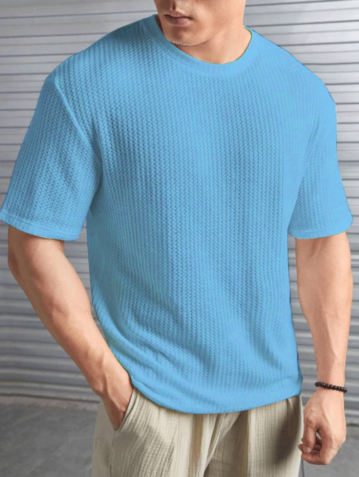 AIN6 Polyester Regular Fit Self Design Half Sleeves Men's Round T-Shirt - Aqua Blue ( Pack of 1 ) AIN6 Polyester Regular Fit Self Design Half Sleeves Men's Round T-Shirt - Aqua Blue ( Pack of 1 )