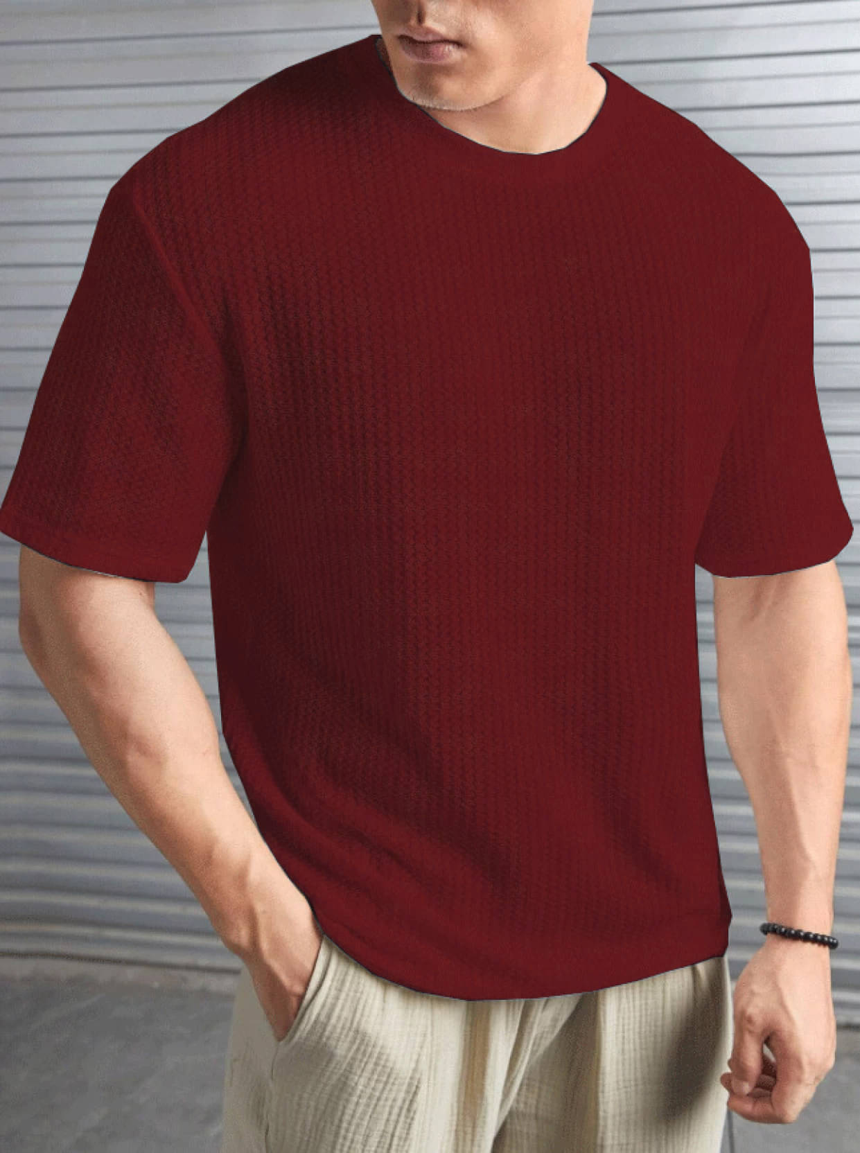 AIN6 Polyester Regular Fit Self Design Half Sleeves Men's Round T-Shirt - Maroon ( Pack of 1 ) AIN6 Polyester Regular Fit Self Design Half Sleeves Men's Round T-Shirt - Maroon ( Pack of 1 )