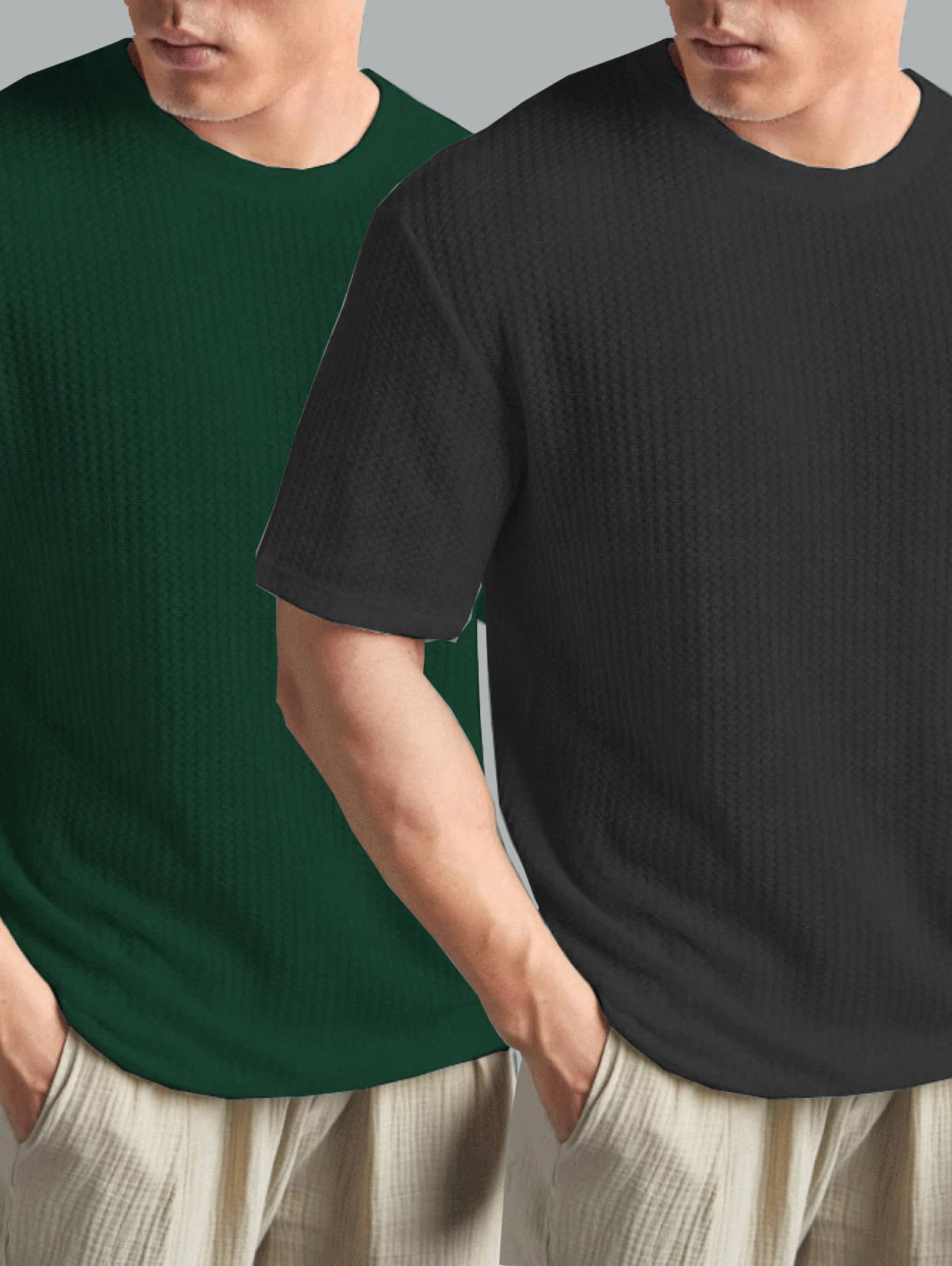 AIN6 Polyester Regular Fit Self Design Half Sleeves Men's Round T-Shirt - Grey ( Pack of 2 ) AIN6 Polyester Regular Fit Self Design Half Sleeves Men's Round T-Shirt - Grey ( Pack of 2 )