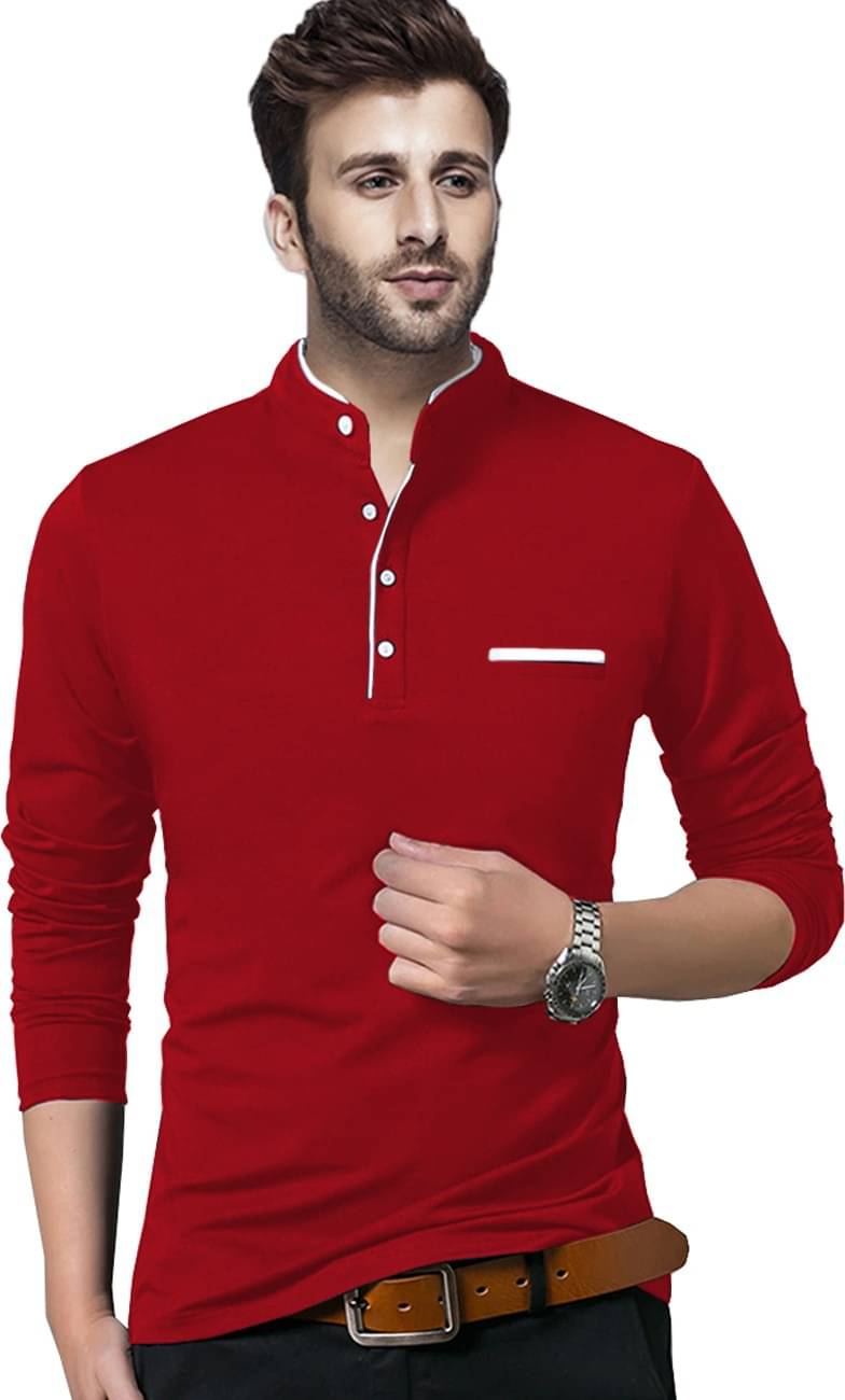    			Alexender Cotton Blend Regular Fit Solid Full Sleeves Men's Henley T-Shirt - Red ( Pack of 1 )