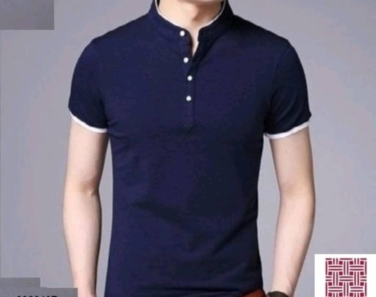     			Alexender Cotton Blend Regular Fit Solid Half Sleeves Men's Mandarin Collar T-Shirt - Navy Blue ( Pack of 1 )