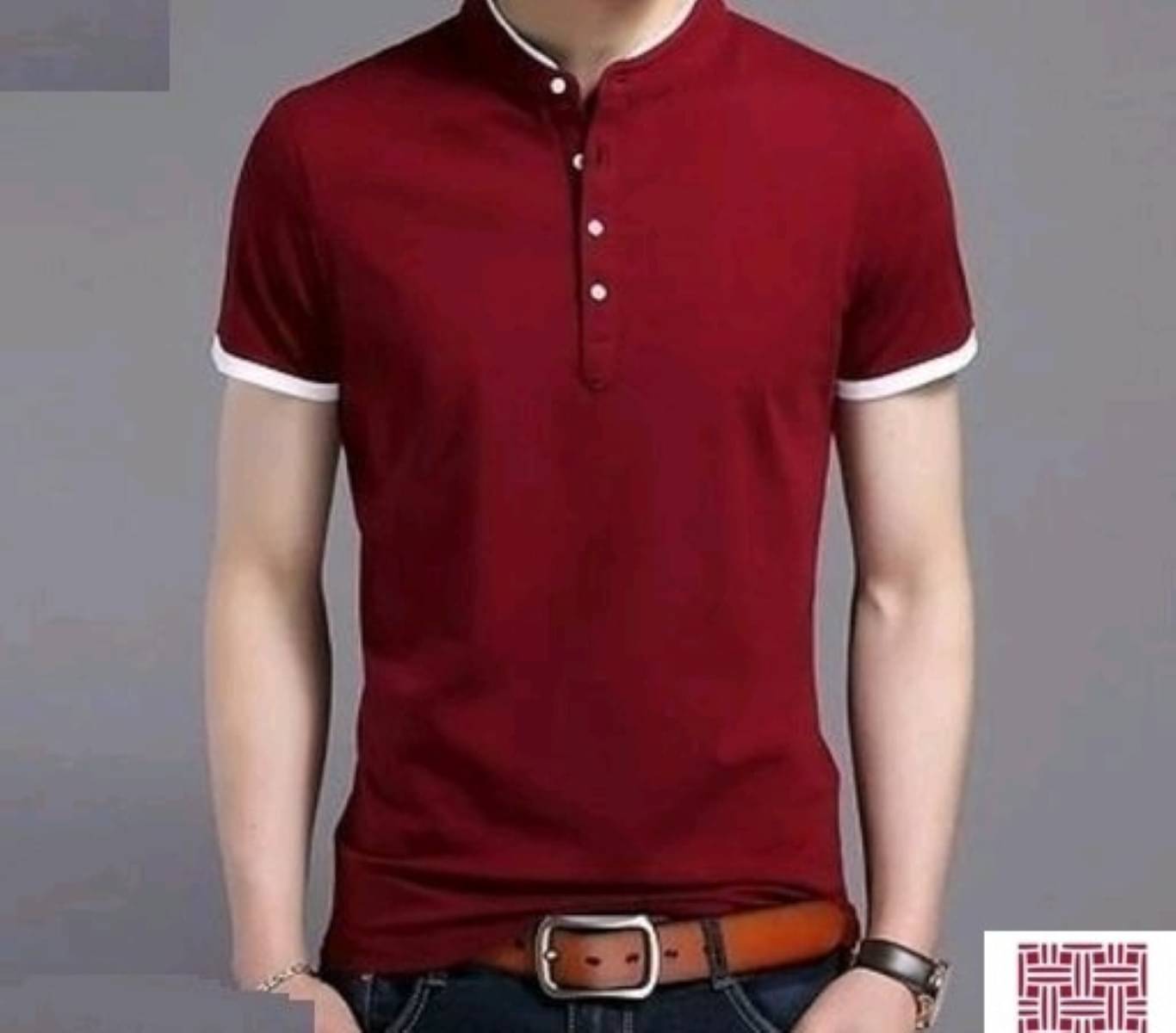     			Alexender Cotton Blend Regular Fit Solid Half Sleeves Men's Mandarin Collar T-Shirt - Red ( Pack of 1 )