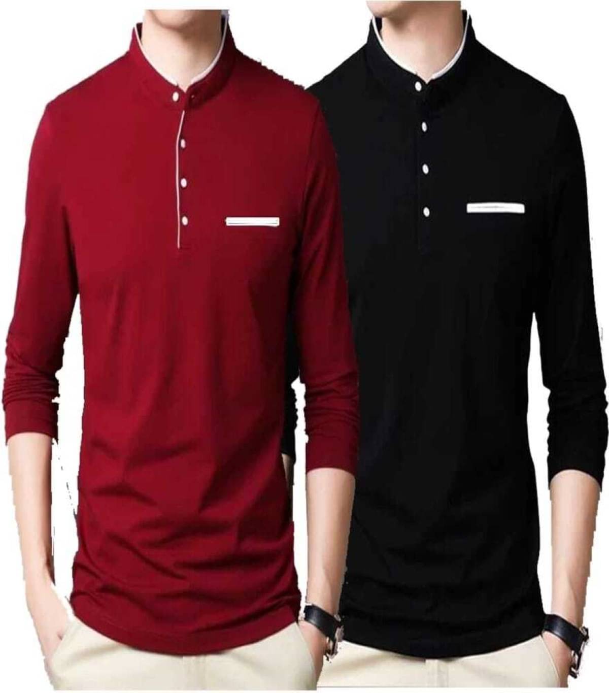     			Alexender Cotton Blend Regular Fit Solid Full Sleeves Men's Henley T-Shirt - Multicolor ( Pack of 2 )