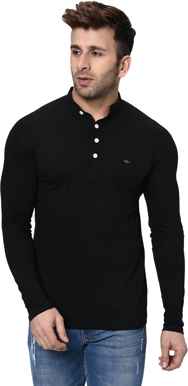 Alexender Cotton Blend Regular Fit Solid Full Sleeves Men's Henley T-Shirt - Black ( Pack of 1 ) Alexender Cotton Blend Regular Fit Solid Full Sleeves Men's Henley T-Shirt - Black ( Pack of 1 )