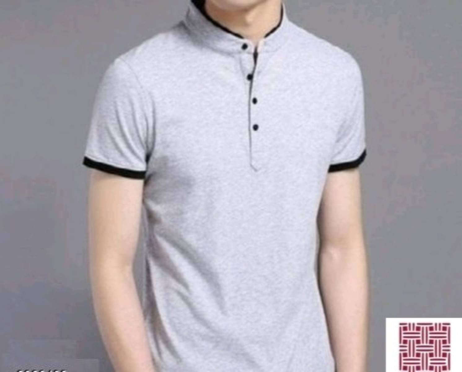     			Alexender Cotton Blend Regular Fit Solid Half Sleeves Men's Mandarin Collar T-Shirt - Grey ( Pack of 1 )