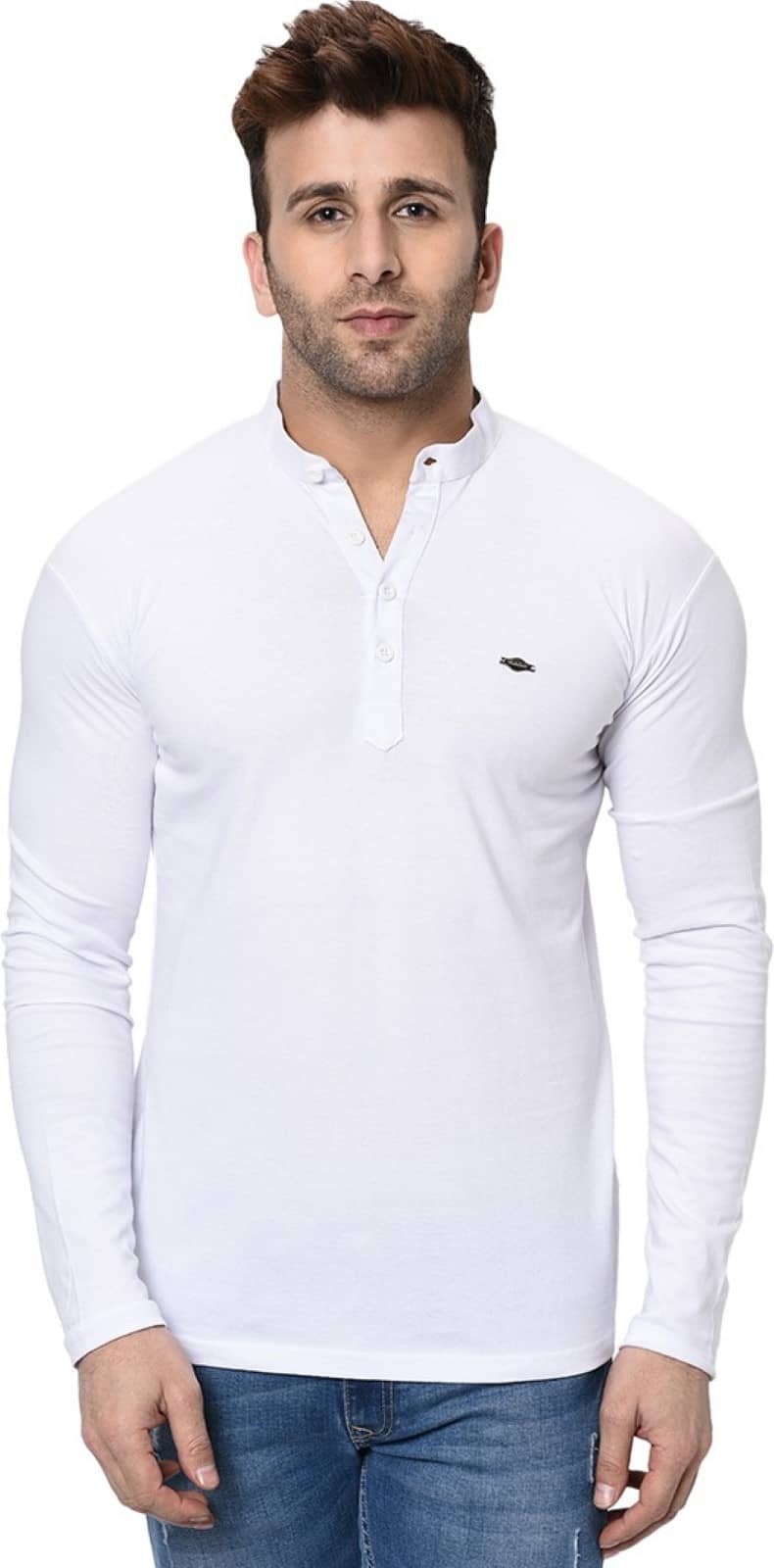 Alexender Cotton Blend Slim Fit Solid Full Sleeves Men's Henley T-Shirt - Black ( Pack of 1 )