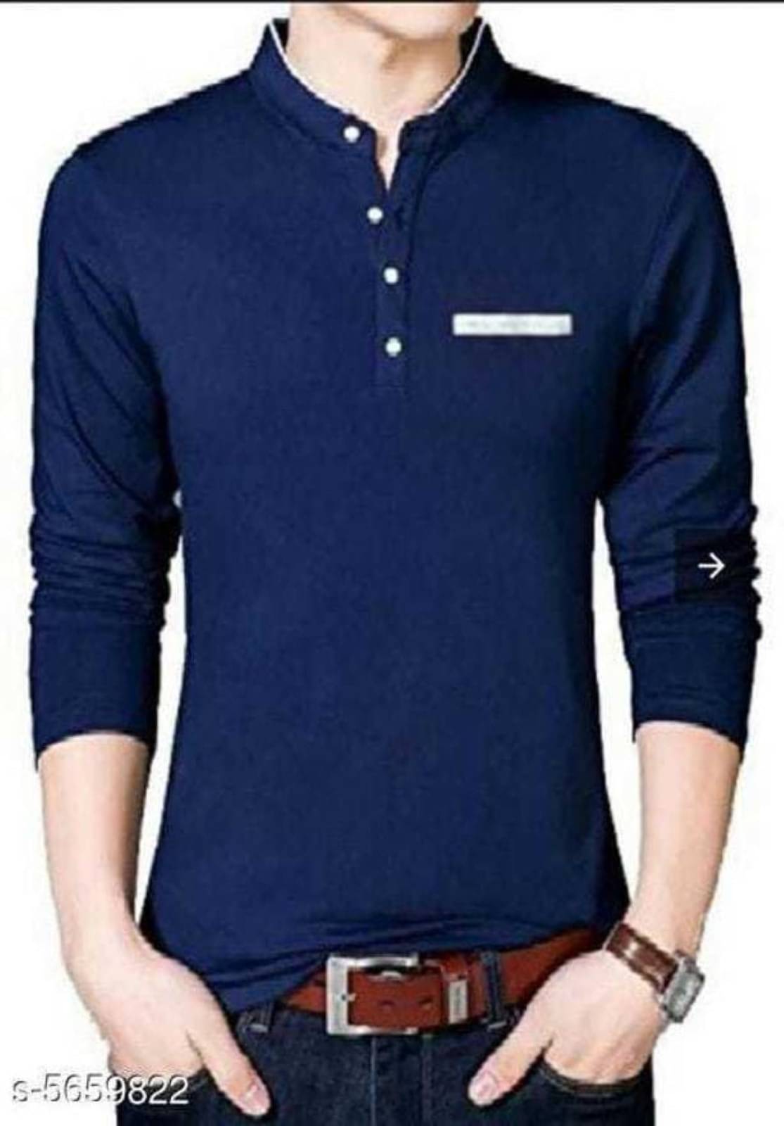     			Alexender Cotton Regular Fit Solid 3/4th Sleeves Men's Mandarin Collar T-Shirt - Blue ( Pack of 1 )