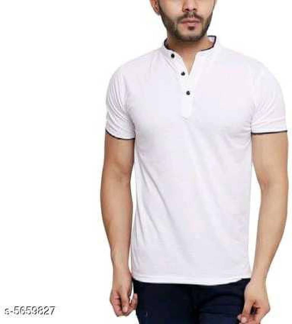 Alexender Cotton Regular Fit Solid Half Sleeves Men's Mandarin Collar T-Shirt - White ( Pack of 1 ) Alexender Cotton Regular Fit Solid Half Sleeves Men's Mandarin Collar T-Shirt - White ( Pack of 1 )