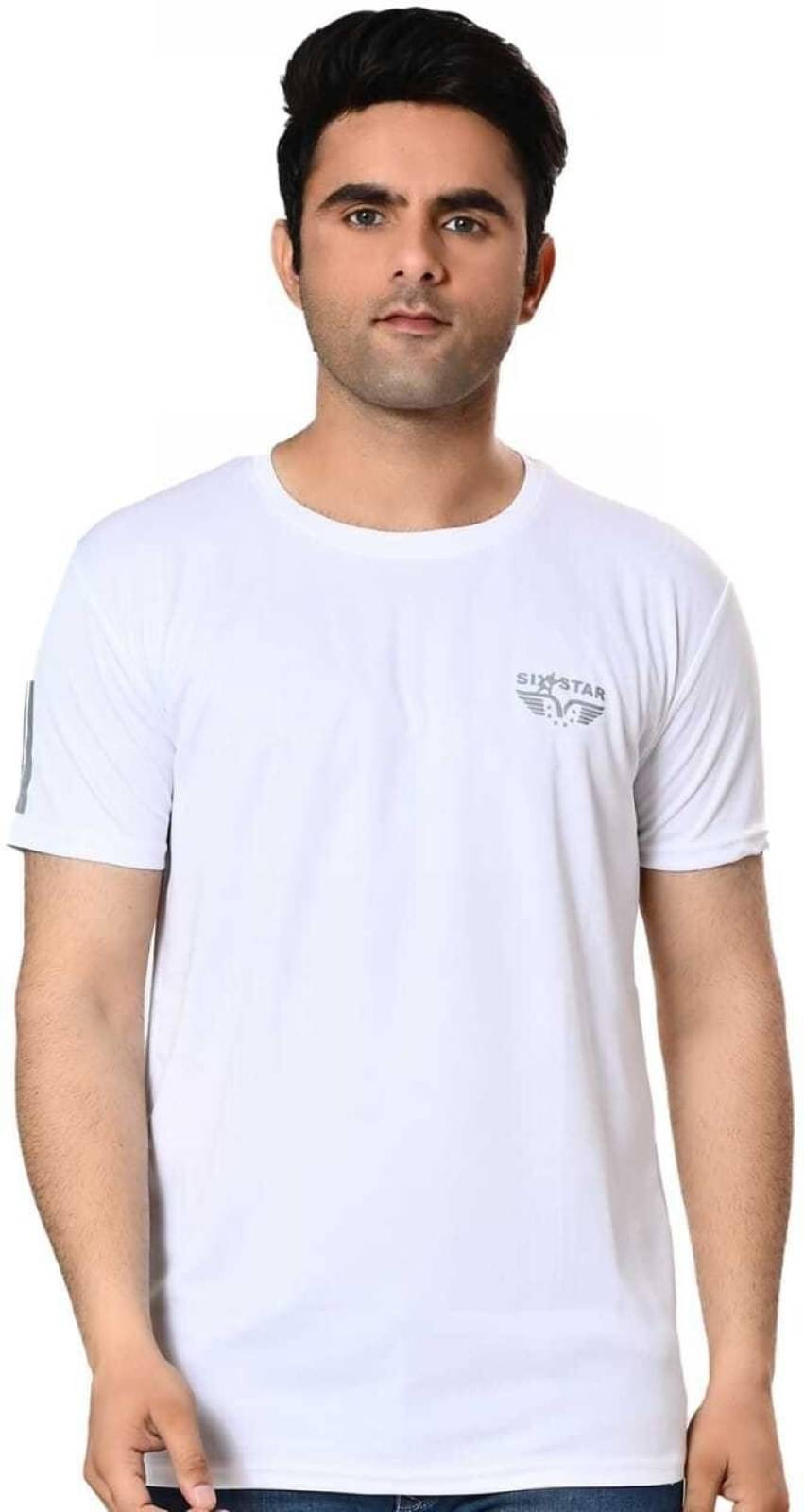     			Alexender Polyester Regular Fit Striped Half Sleeves Men's Round T-Shirt - White ( Pack of 1 )