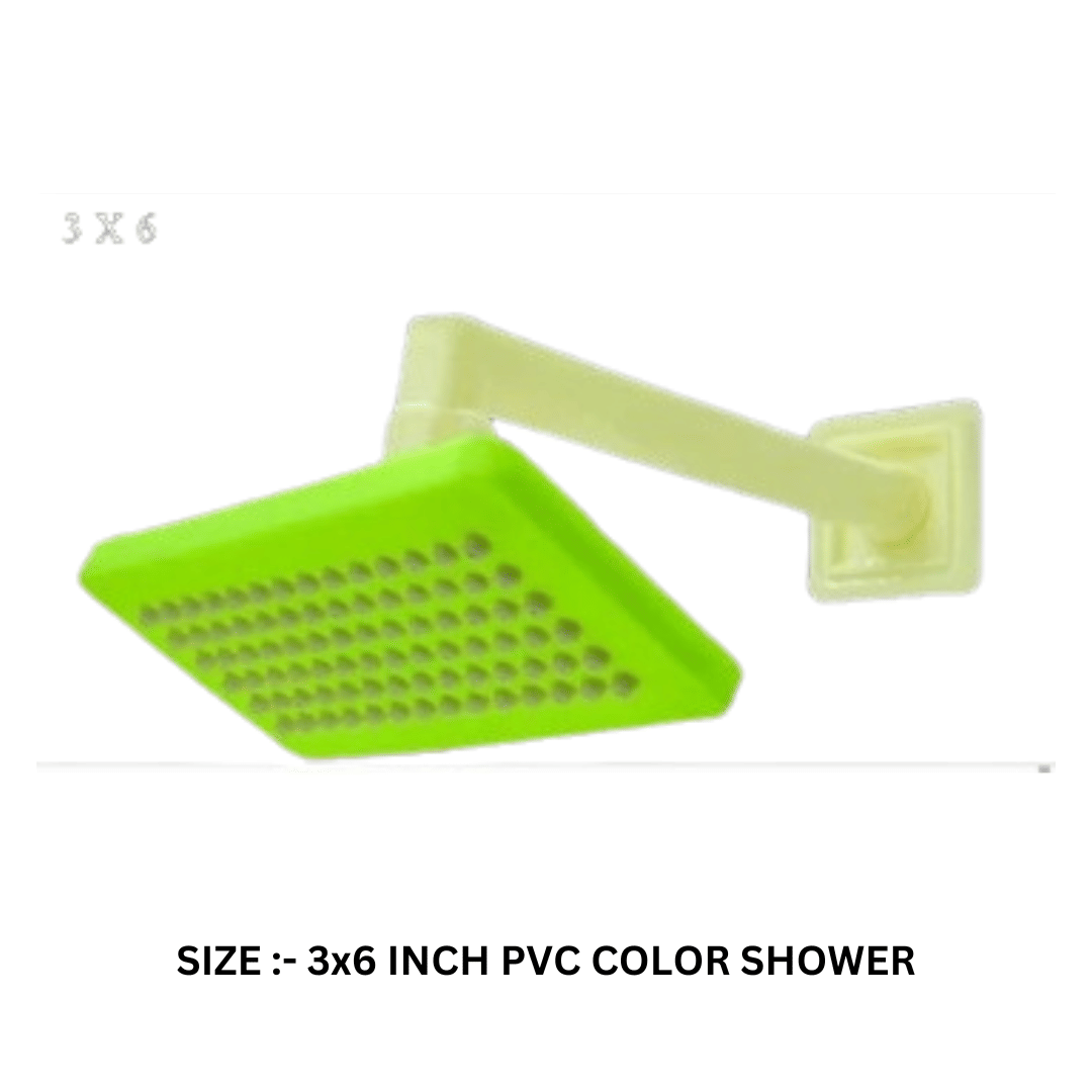 BATHONIX 3x6" PVC Green Feny Shower with 9" Arm Plastic (ABS) Overhead Shower     			BATHONIX 3x6" PVC Green Feny Shower with 9" Arm Plastic (ABS) Overhead Shower