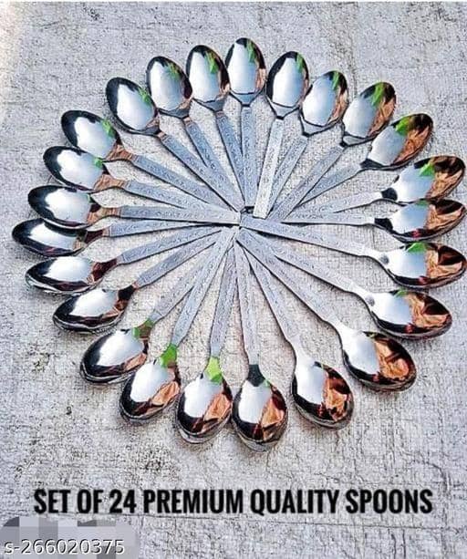 BLUENIN Kitchen Product Stainless Steel Baby Spoon Silver ( Pack of 24 )