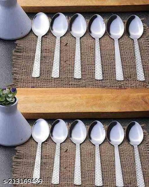 BLUENIN Kitchen Product Stainless Steel Baby Spoon Silver ( Pack of 12 )