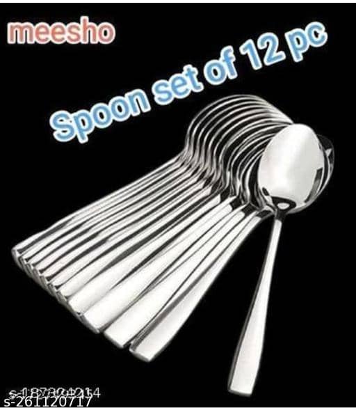 BLUENIN Kitchen Product Stainless Steel Baby Spoon Silver ( Pack of 12 )