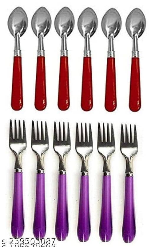 BLUENIN Kitchen Product Stainless Steel Baby Spoon Multi Color ( Pack of 12 )
