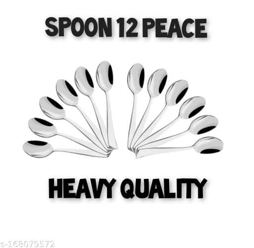 BLUENIN Kitchen Product Stainless Steel Baby Spoon Silver ( Pack of 12 )