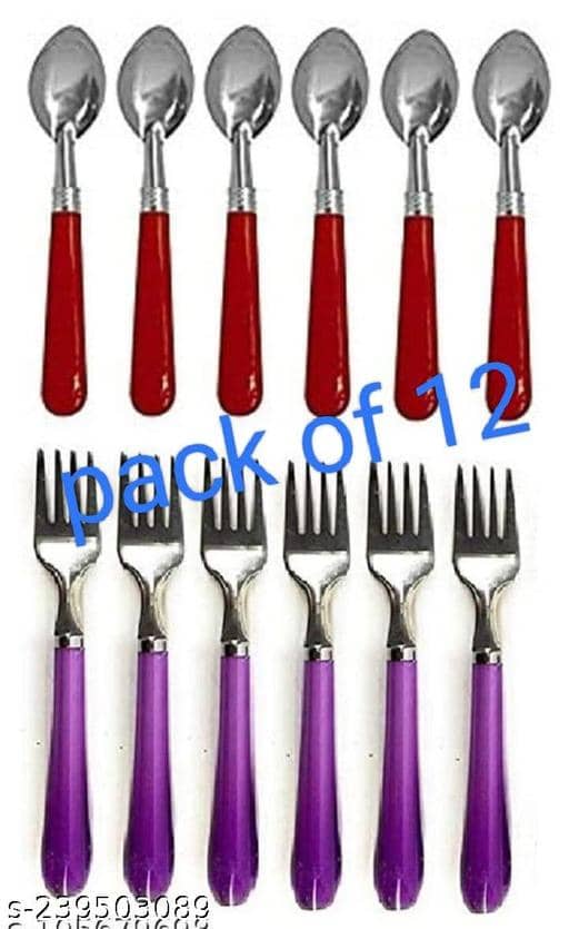 BLUENIN Kitchen Product Stainless Steel Baby Spoon Multi Color ( Pack of 12 )
