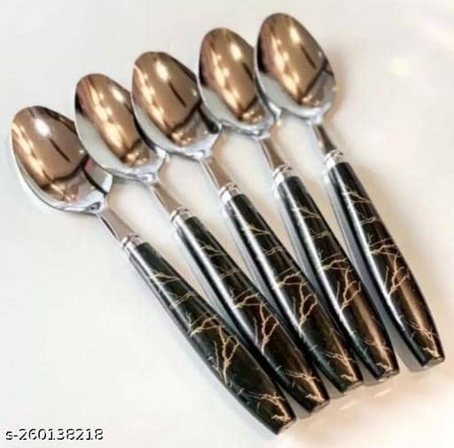 BLUENIN Kitchen Product Stainless Steel Baby Spoon black ( Pack Of 1 )