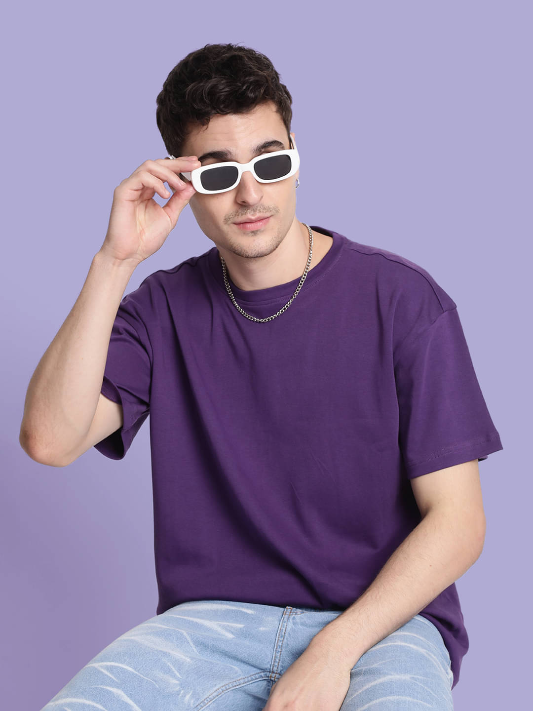 Bene Kleed 100% Cotton Oversized Fit Solid Half Sleeves Men's Round T-Shirt - Purple ( Pack of 1 ) Bene Kleed 100% Cotton Oversized Fit Solid Half Sleeves Men's Round T-Shirt - Purple ( Pack of 1 )