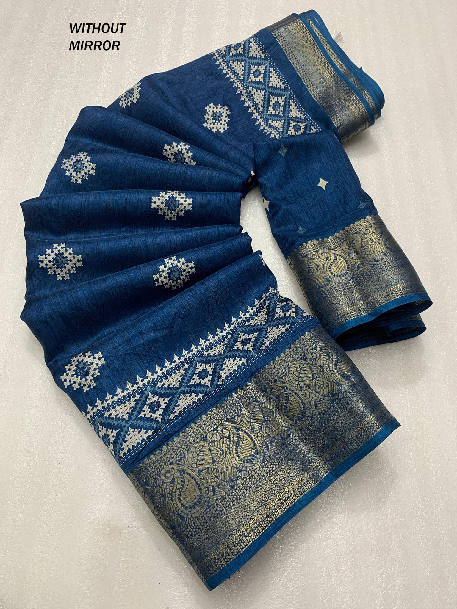     			Bhuwal Fashion Cotton Printed Saree With Unstitched Blouse Piece ( SkyBlue )