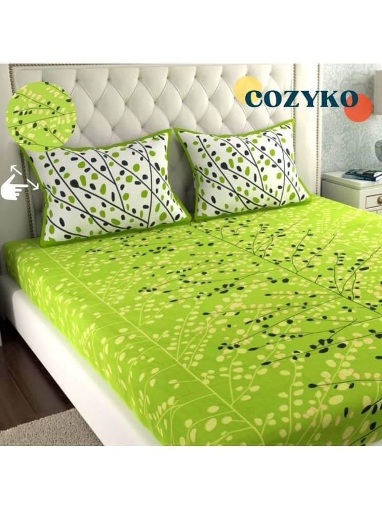     			COZYKO Cotton 1 Double Bedsheet with 2 Pillow Covers ( Green )