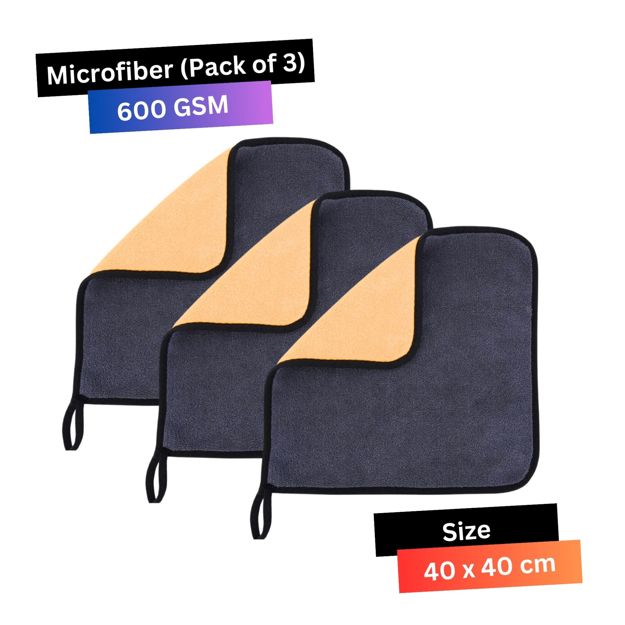 CRYSATLFRESH Orange 550 GSM Microfiber Cloth For Automobile ( Pack of 3 ) CRYSATLFRESH Orange 550 GSM Microfiber Cloth For Automobile ( Pack of 3 )