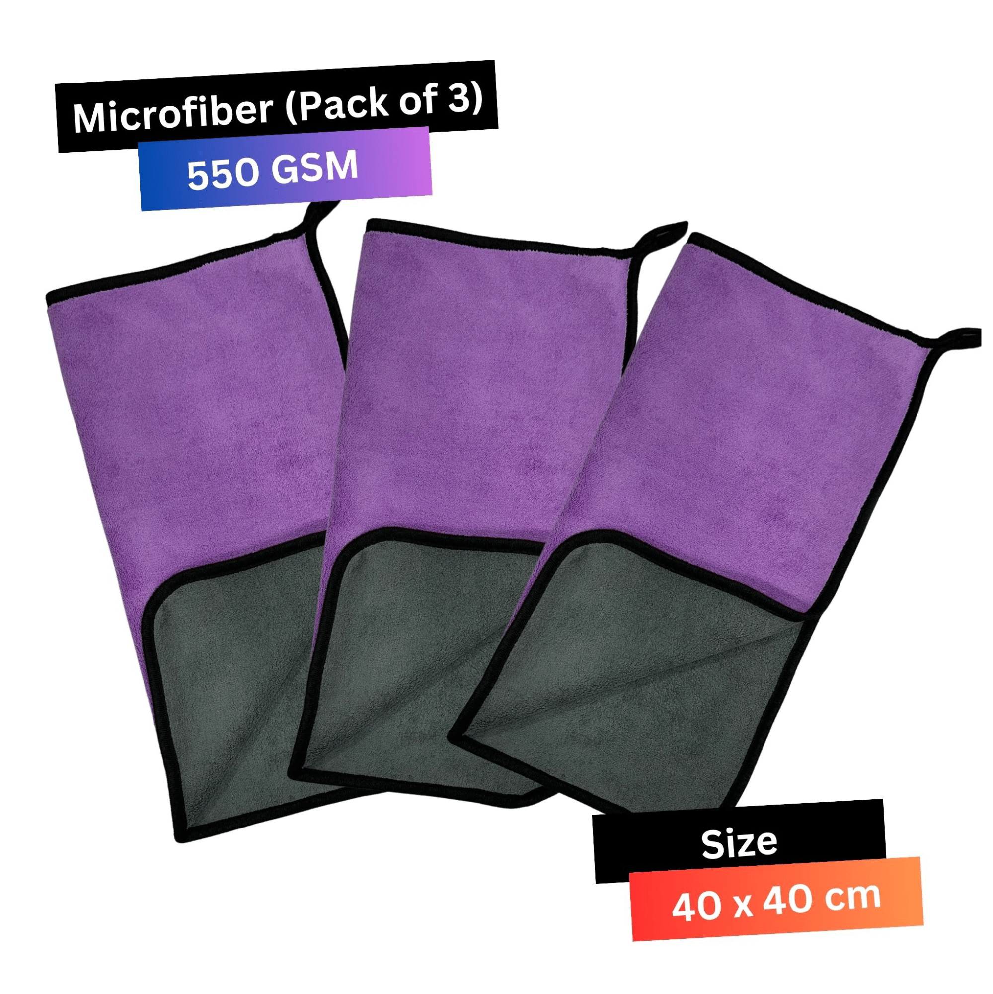 CRYSATLFRESH Purple 550 GSM Microfiber Cloth For Automobile ( Pack of 3 ) CRYSATLFRESH Purple 550 GSM Microfiber Cloth For Automobile ( Pack of 3 )