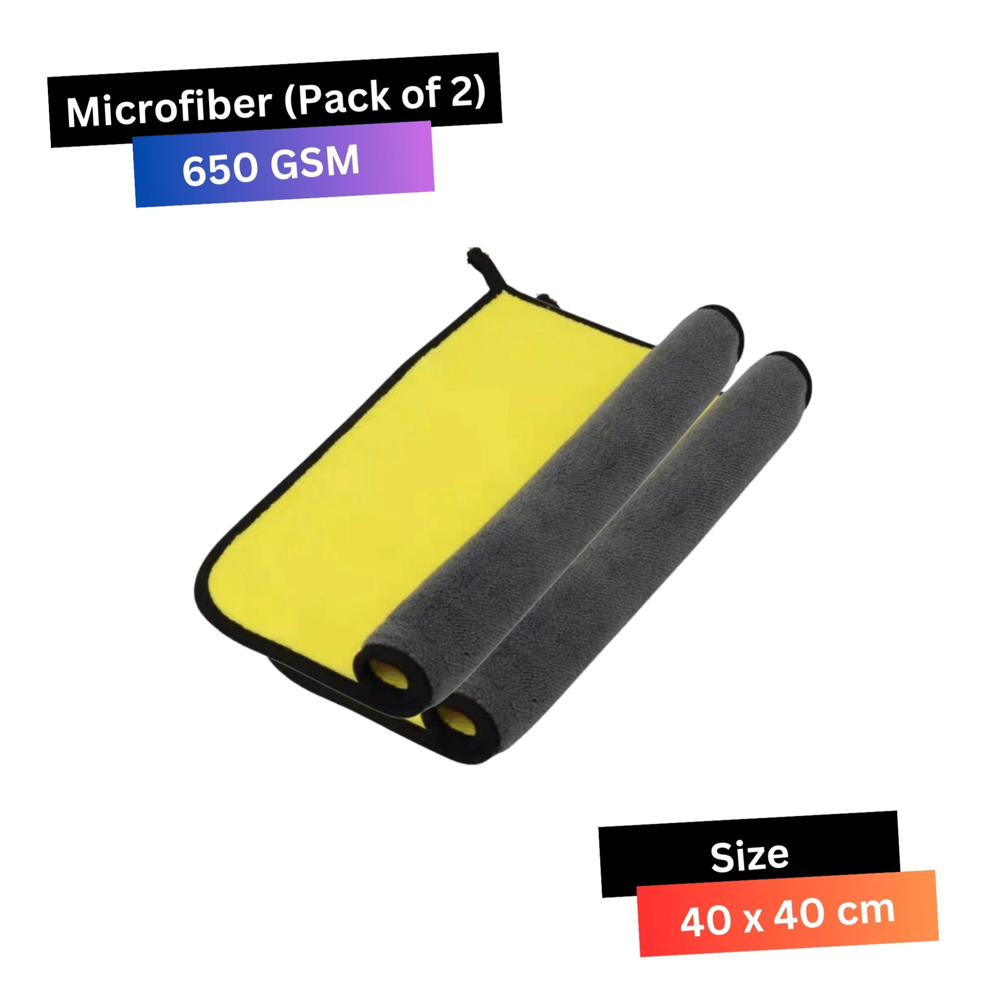     			CRYSATLFRESH Yellow 650 GSM Microfiber Cloth For Automobile ( Pack of 2 )