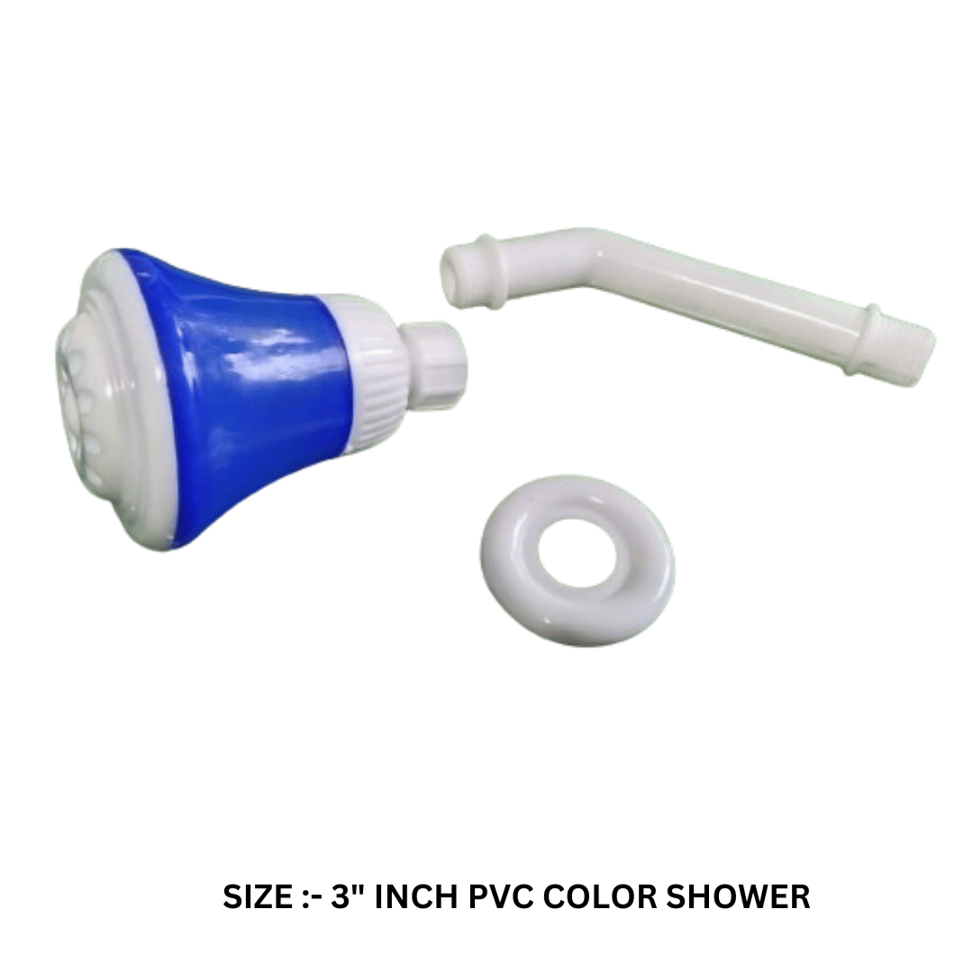     			Cossimo 3"Inch PVC Blue Deluxe Shower with 7"Arm Plastic (ABS) Overhead Shower