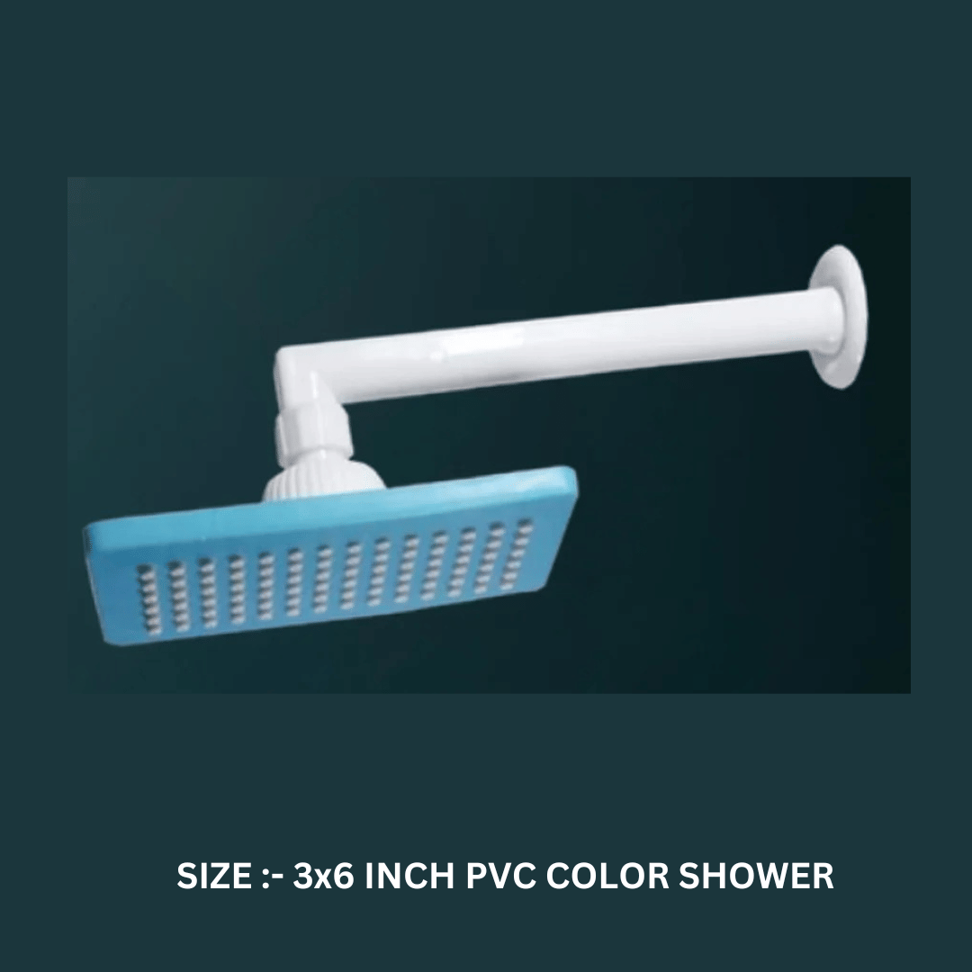     			Cossimo 3x6" PVC Blue Feny Shower with 9" Arm Plastic (ABS) Overhead Shower
