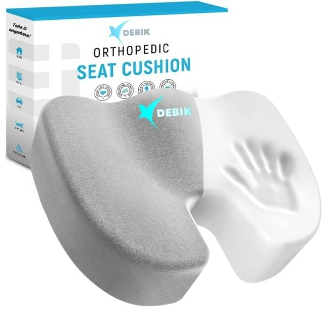     			DEBIK Coccyx Seat Cushion for Office Chair, Memory Foam Seat Cushion for Long Sitting Back / Lumbar Support (Pack of 1)